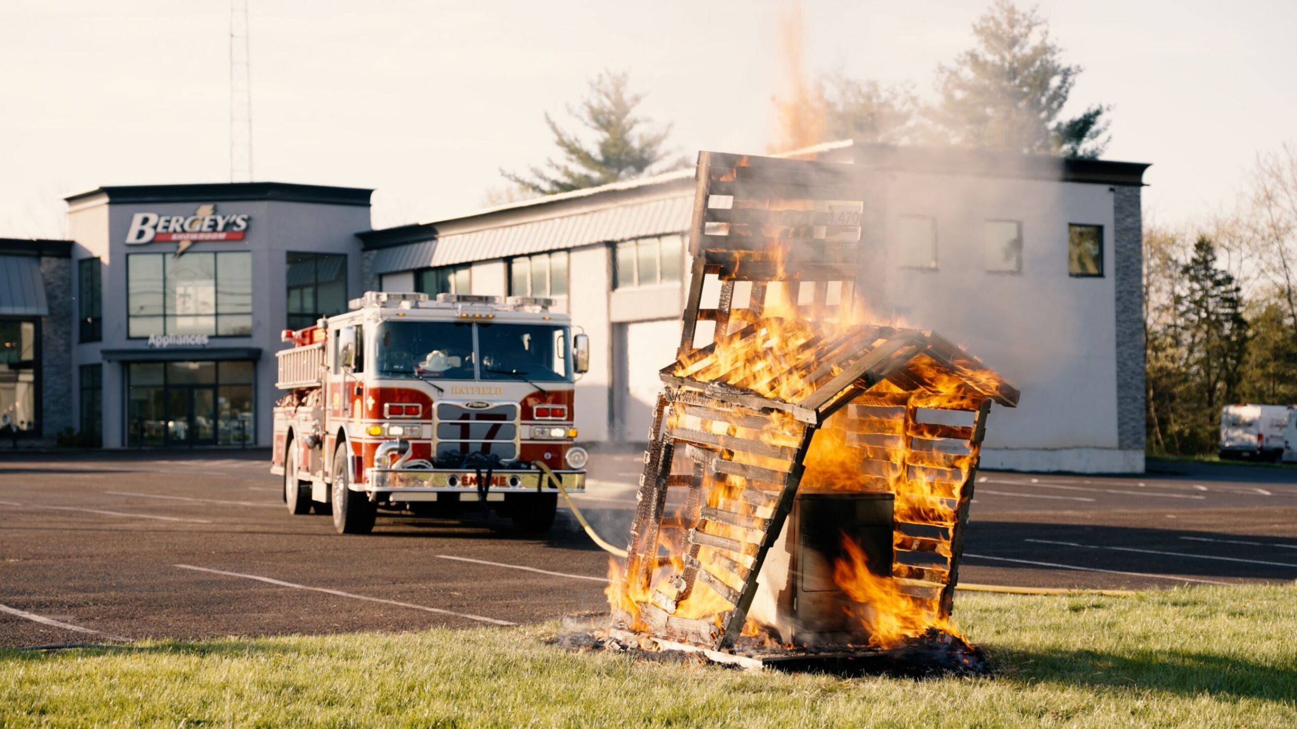 WATCH: Live demo in Hatfield shows how fast a clogged dryer can spark a house fire